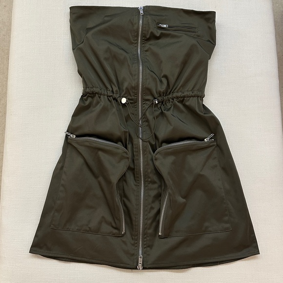 ZARA Olive Green Zip-Up Dress - Picture 4 of 16